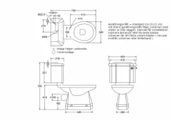 WC - Burlington golvstående toalett, smal cistern & sits, gulddetaljer