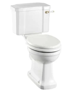 WC - Burlington golvstående toalett, smal cistern & sits, gulddetaljer