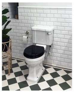 WC - Burlington golvstående toalett, smal cistern & sits, gulddetaljer