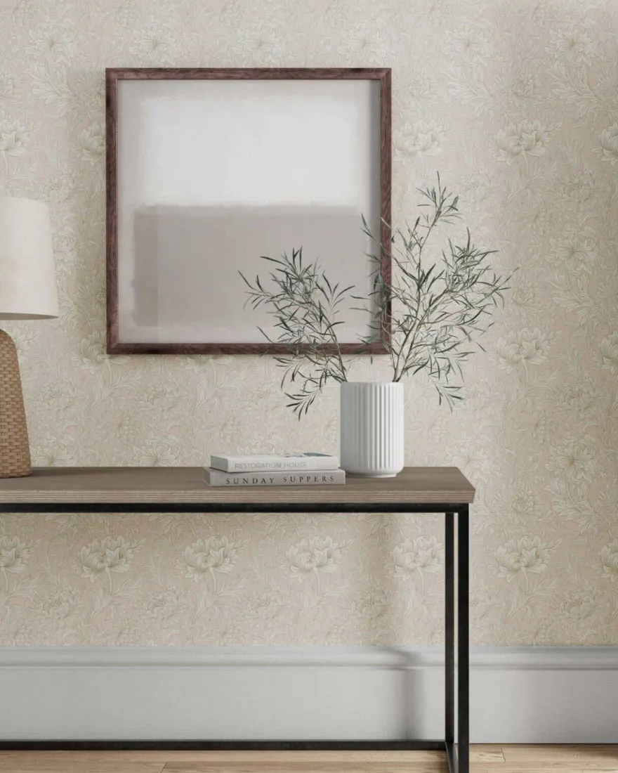 William Morris & Co. Tapet - Chrysanthemum Toile Ivory/Gold