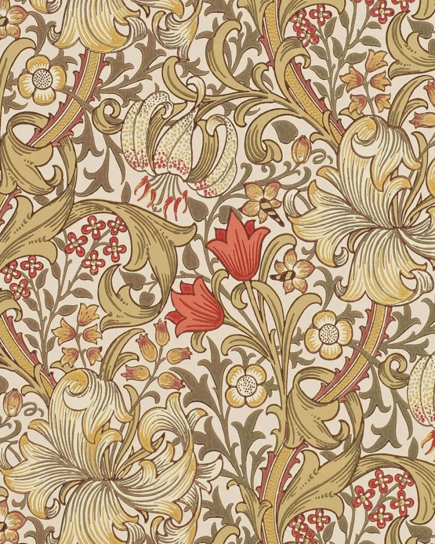 William Morris & Co. Tapet - Golden Lily Biscuit/Brick
