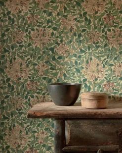 William Morris & Co. Tapet - Honeysuckle cream/chocolate