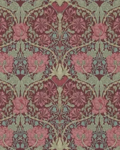 William Morris & Co. Tapet - Honeysuckle & Tulip Burgundy/Sage