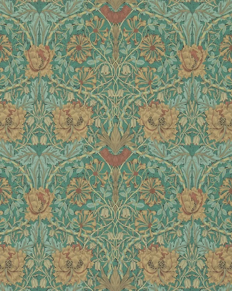 William Morris & Co. Tapet - Honeysuckle & Tulip Emerald/Russet