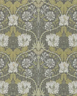 William Morris & Co. Tapet - Honeysuckle & Tulip Charcoal/Gold