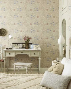 William Morris & Co. Tapet - Larkspur Green/Coral