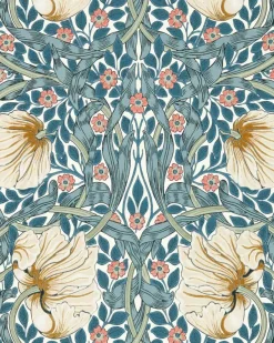 William Morris & Co. Tapet - Pimpernel Woad/Coral