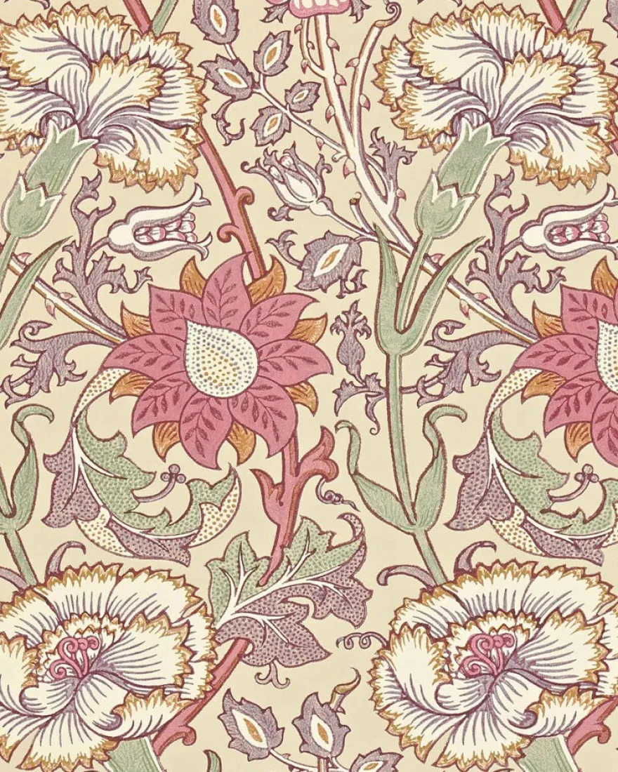 William Morris & Co. Tapet - Pink & Rose manilla/wine
