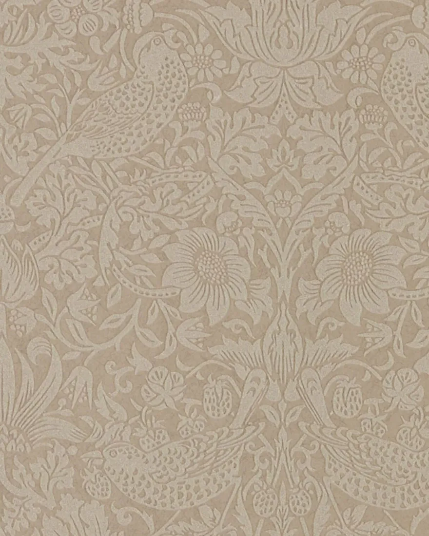 William Morris & Co. Tapet - Pure Strawberry Thief Taupe/Gilver