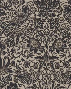 William Morris & Co. Tapet - Pure Strawberry Thief Gilver/Graphite