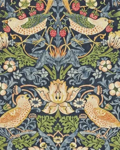 William Morris & Co. Tapet - Strawberry Thief chocolate/slate