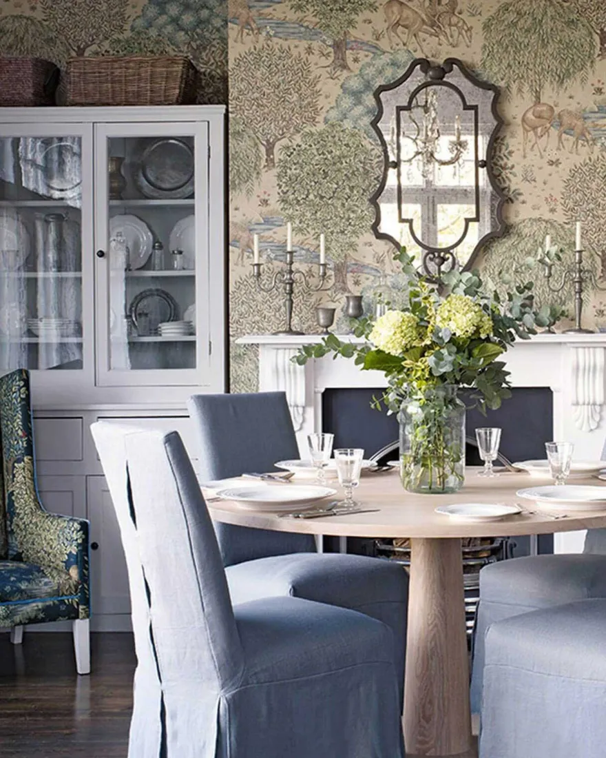 William Morris & Co. Tapet - The Brook Linen Green